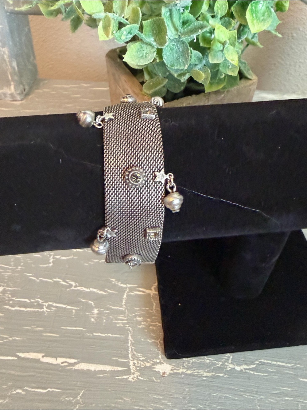Kirks Folly silver-tone mesh charm bracelet